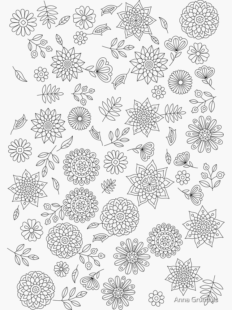 Flowers World Map Coloring Poster - Anna Grunduls Design