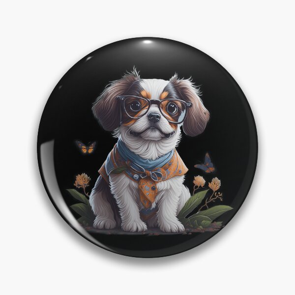 Artikelvorschau, Warm und flauschig: Gemütliche Illustration eines Hundes mit Brille und Schmetterlingen entworfen und verkauft von hudaG.