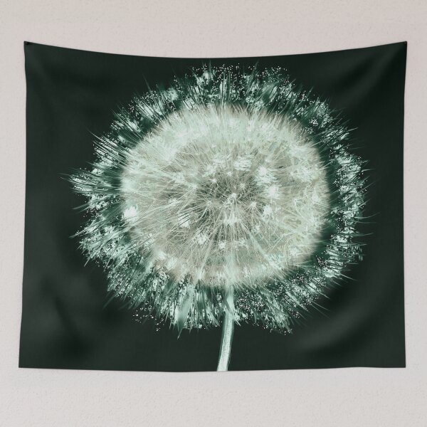 Item preview, Emerald Green Floral Dandelion Digital Collage Painting Cyanotpye Photograph Art Nature Print designed and sold by ARTbyABACCUS.