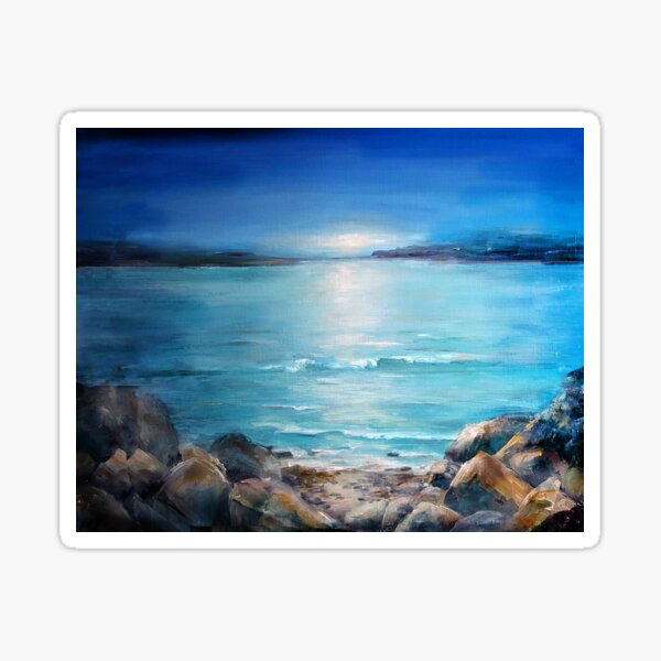 Moonrise at the Edge of the Island Sticker