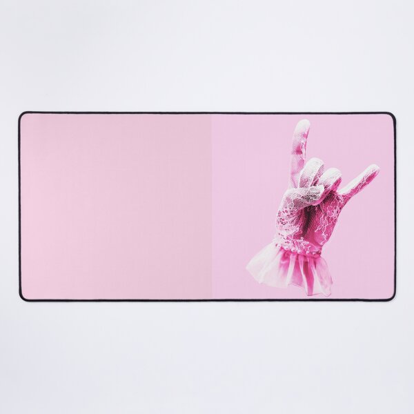 Item preview, Baby Pink Bridal Wedding White Lace Glove with Pearls Feminine Rock On ASL Sign Hand Symbol Digital Collage Photograph designed and sold by ARTbyABACCUS.