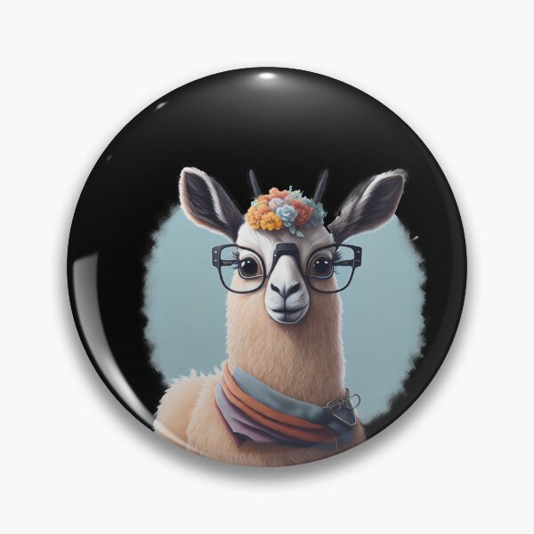 Artikelvorschau, Lama-Liebe: Verspieltes Lama mit Brille, stilvollem Schal und Blumenakzenten entworfen und verkauft von hudaG.
