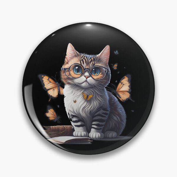 Artikelvorschau, Stilvolle Katze: Verspielte Katze mit Brille und Blumenakzenten in einer gemütlichen Illustration entworfen und verkauft von hudaG.