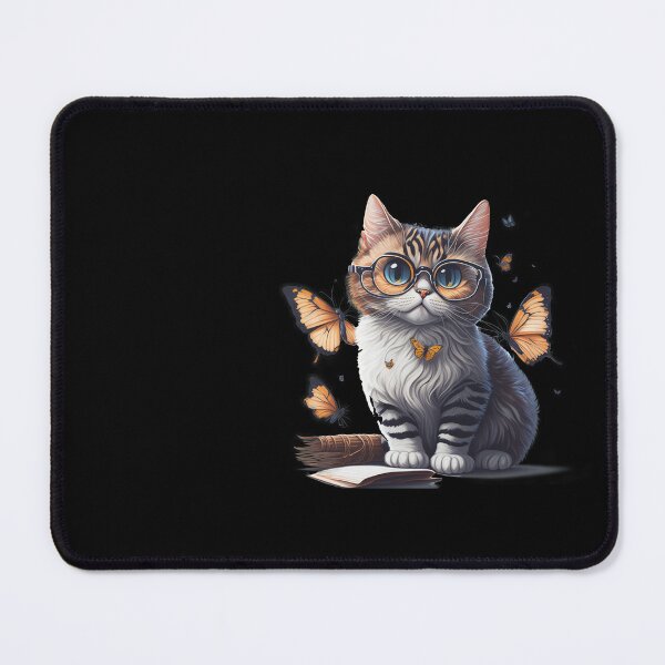 Artikelvorschau, Stilvolle Katze: Verspielte Katze mit Brille und Blumenakzenten in einer gemütlichen Illustration entworfen und verkauft von hudaG.