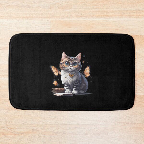 Artikelvorschau, Stilvolle Katze: Verspielte Katze mit Brille und Blumenakzenten in einer gemütlichen Illustration entworfen und verkauft von hudaG.