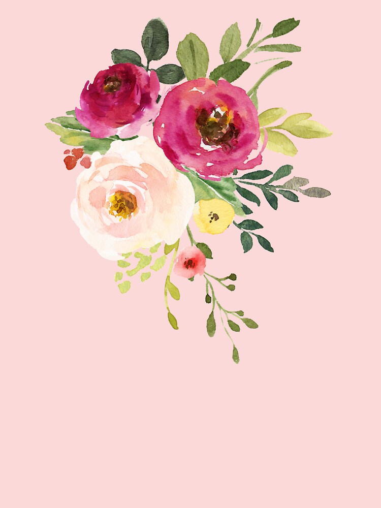 Pink burgundy floral bouquet Art Print for Sale by junkydotcom