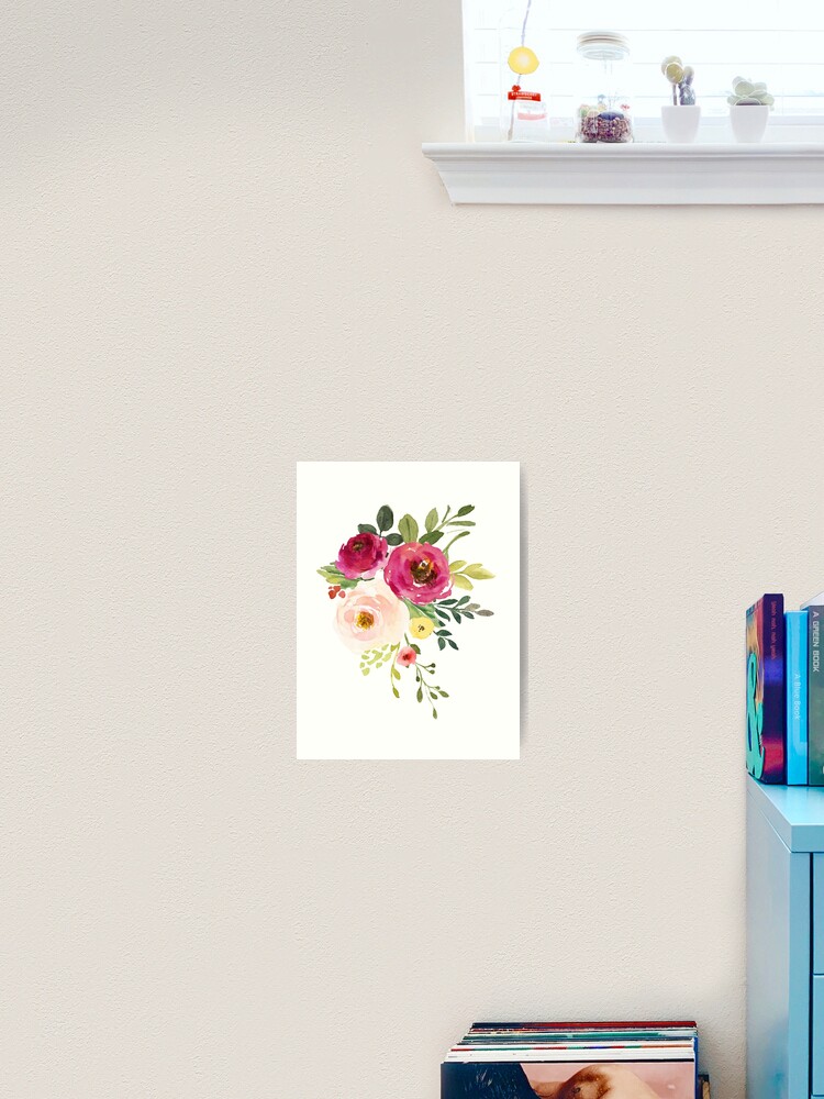 Pink burgundy floral bouquet Poster for Sale by junkydotcom