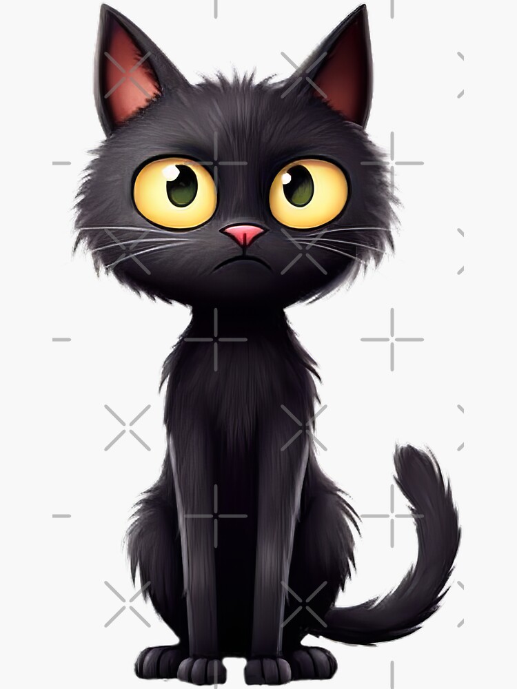 Cute cartoon black cat sticker