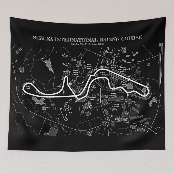 Item preview, Suzuka International Racing Course (White Stencil - No Background) designed and sold by BGALAXY.
