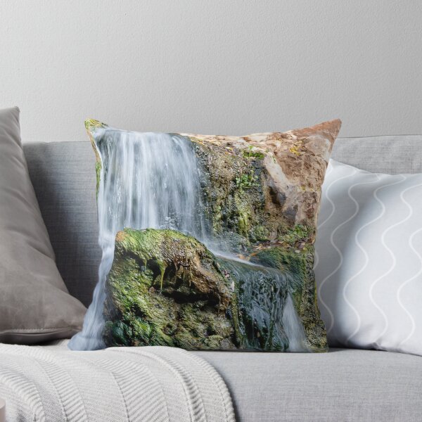 Item preview, Waterfall cascades with moss-covered and yellow fallen leaves designed and sold by EG Creativity Art.