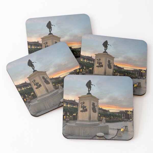 Item preview, Plaza Cervantes de Alcala de Henares statue at sunset designed and sold by Ponted.
