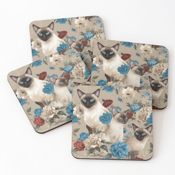 Item preview, Siamese and Blue Flowers designed and sold by pinkal.