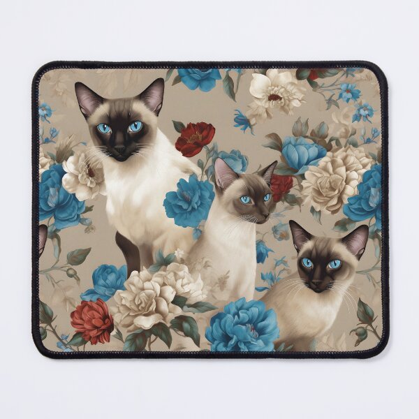 Item preview, Siamese and Blue Flowers designed and sold by pinkal.