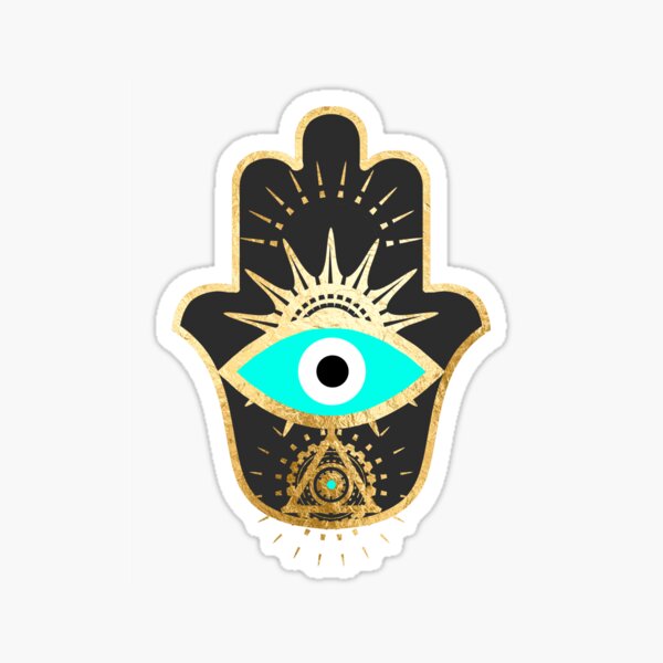 Item preview, hamsa hand in turquoise gold foil designed and sold by sofiahawk.