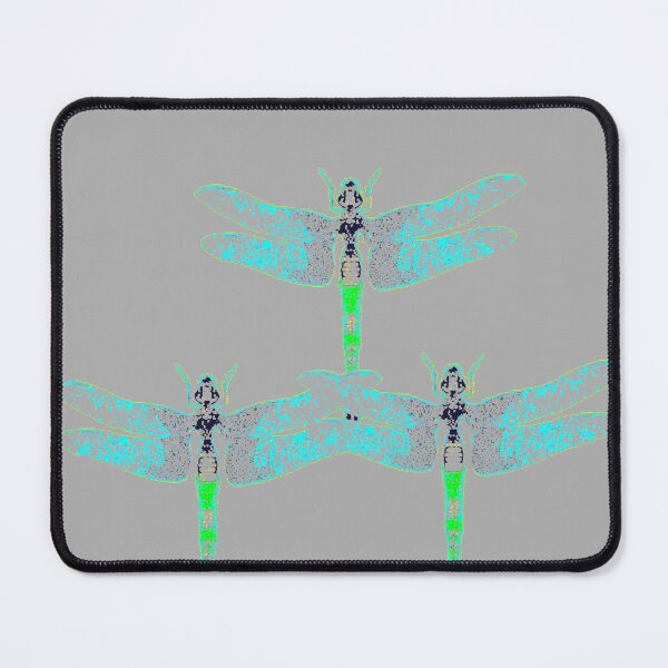 Item preview, BLUE-GREEN TRANSPARENT DRAGONFLIES GREY ART designed and sold by sharlesart.