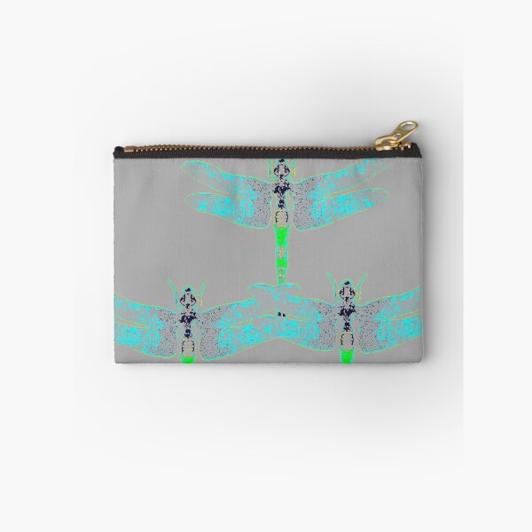 Item preview, BLUE-GREEN TRANSPARENT DRAGONFLIES GREY ART designed and sold by sharlesart.