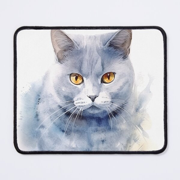 Item preview, Chartreux Cat watercolor painting designed and sold by iconiquehk.