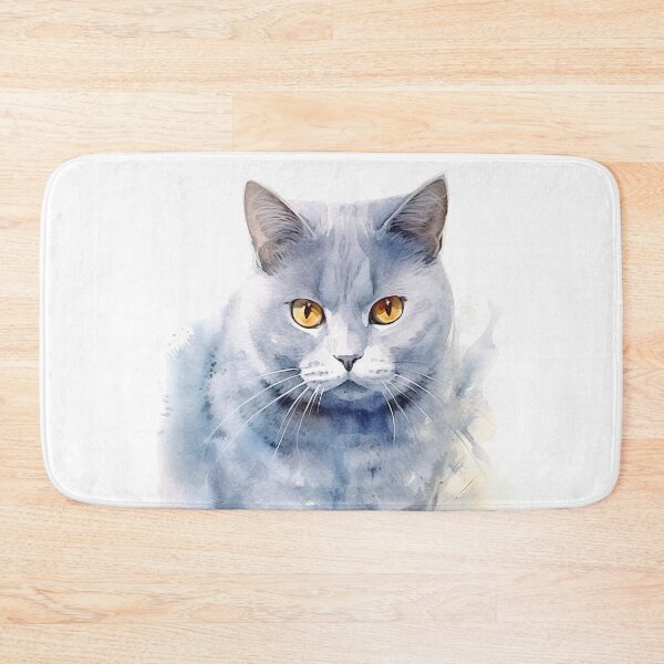 Item preview, Chartreux Cat watercolor painting designed and sold by iconiquehk.