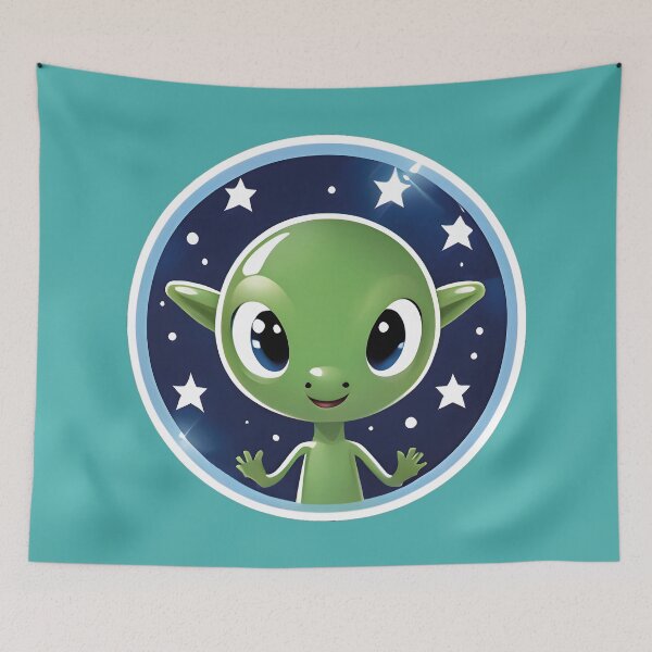 Item preview, Alien with Stars in the Background: Cosmic Design on T-Shirts and More designed and sold by Mementium.