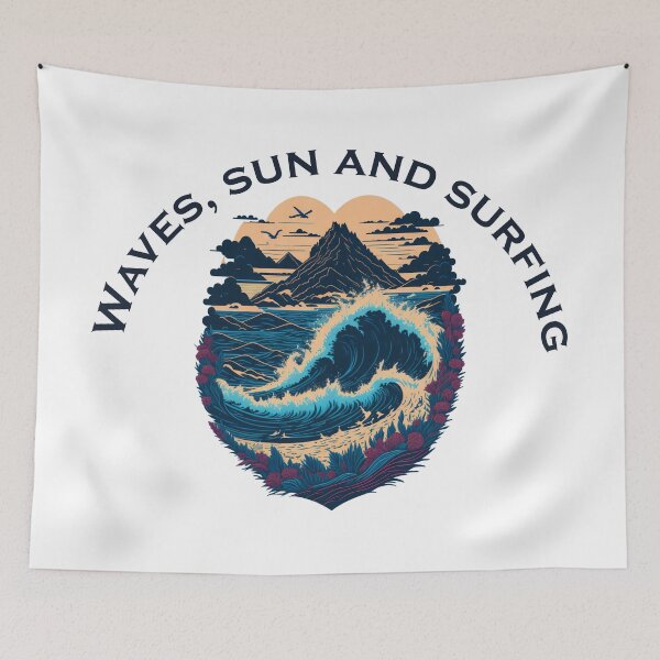 Item preview, waves, sun and surfing designed and sold by BellaDesignArt.