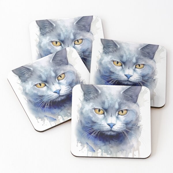 Item preview, Chartreux Cat watercolor painting 2 designed and sold by iconiquehk.