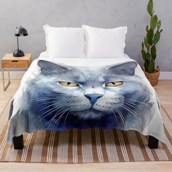 Item preview, Chartreux Cat watercolor painting 2 designed and sold by iconiquehk.