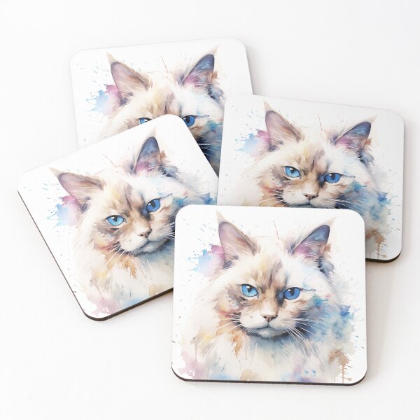 Item preview, Birman Cat watercolor painting designed and sold by iconiquehk.
