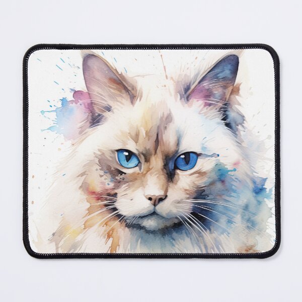 Item preview, Birman Cat watercolor painting designed and sold by iconiquehk.