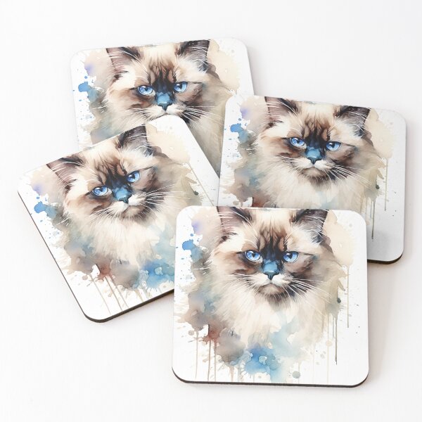 Item preview, Birman Cat watercolor painting 2 designed and sold by iconiquehk.