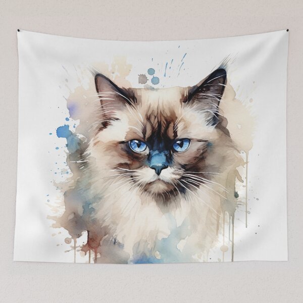 Item preview, Birman Cat watercolor painting 2 designed and sold by iconiquehk.