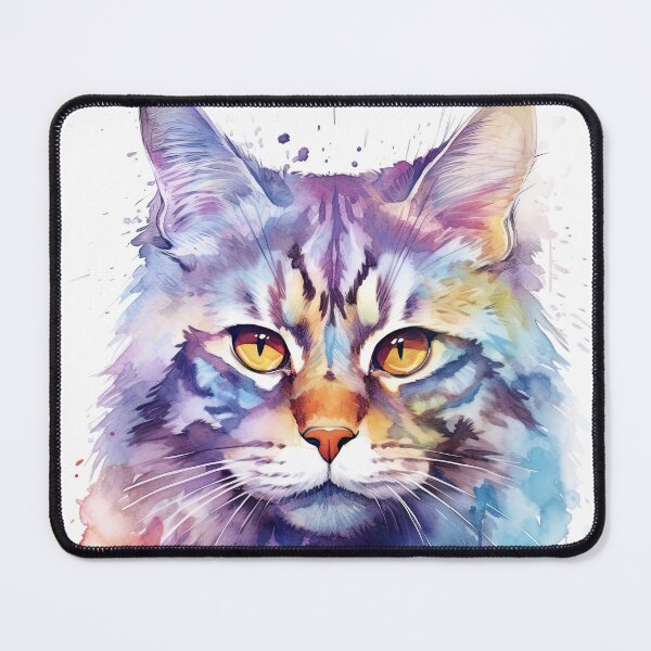 Item preview, American Bobtail cat watercolor painting designed and sold by iconiquehk.