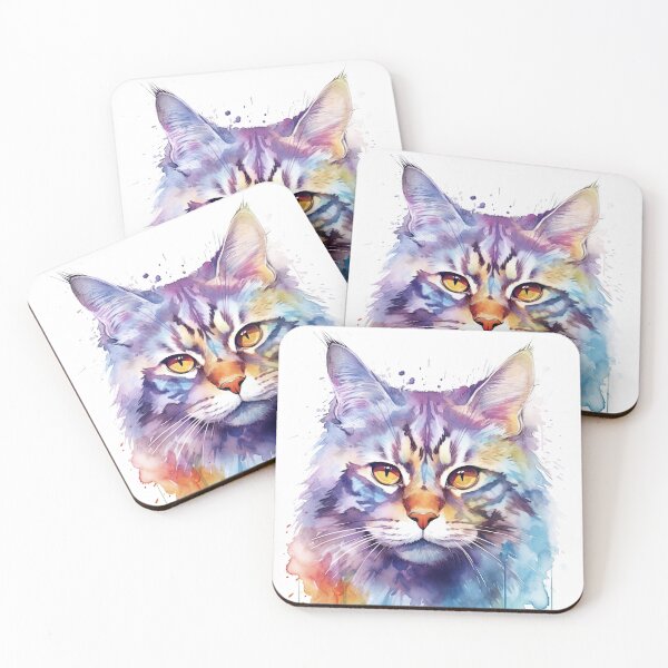Item preview, American Bobtail cat watercolor painting designed and sold by iconiquehk.