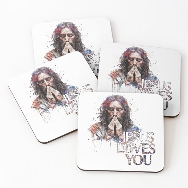 Item preview, Jesus loves you 002 - colored portrait of a praying Christ designed and sold by utopio-art.