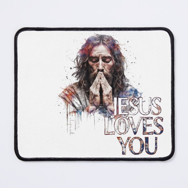 Item preview, Jesus loves you 002 - colored portrait of a praying Christ designed and sold by utopio-art.