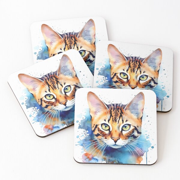 Item preview, Bengal cat watercolor painting designed and sold by iconiquehk.