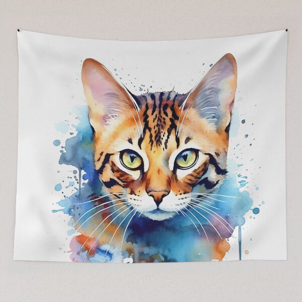 Item preview, Bengal cat watercolor painting designed and sold by iconiquehk.