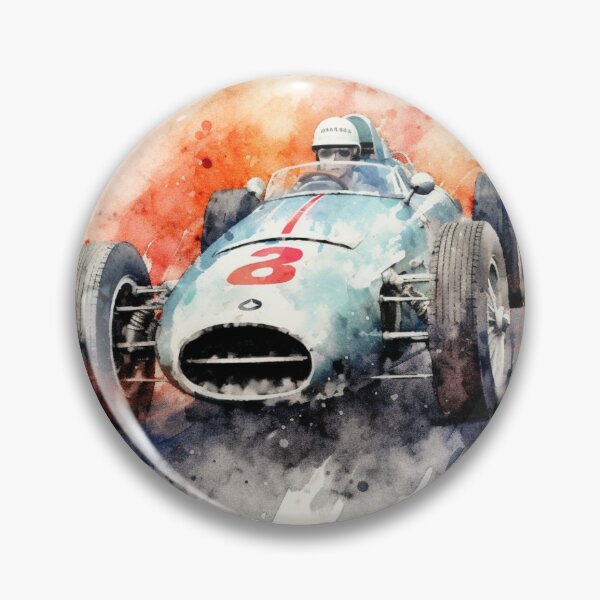 Item preview, Stirling Moss 1955 Vintage Mercedes W196 F1 Watercolour Painting Print   designed and sold by PicTechNowArt.