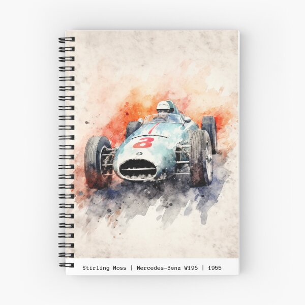 Item preview, Stirling Moss 1955 Vintage Mercedes W196 F1 Watercolour Painting Print   designed and sold by PicTechNowArt.
