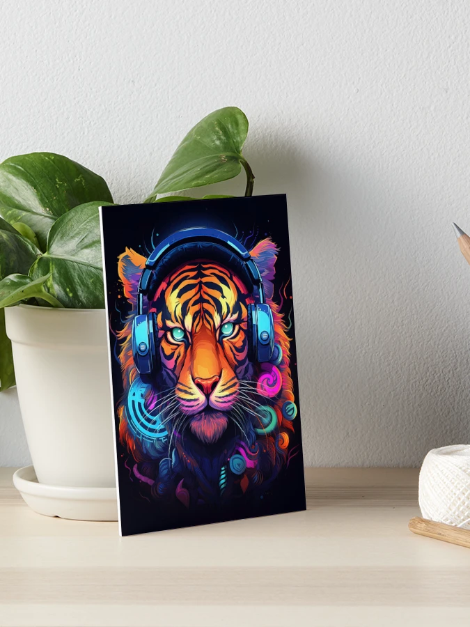 Neon Symphony: A Ferocious Tiger Dressed in Sound