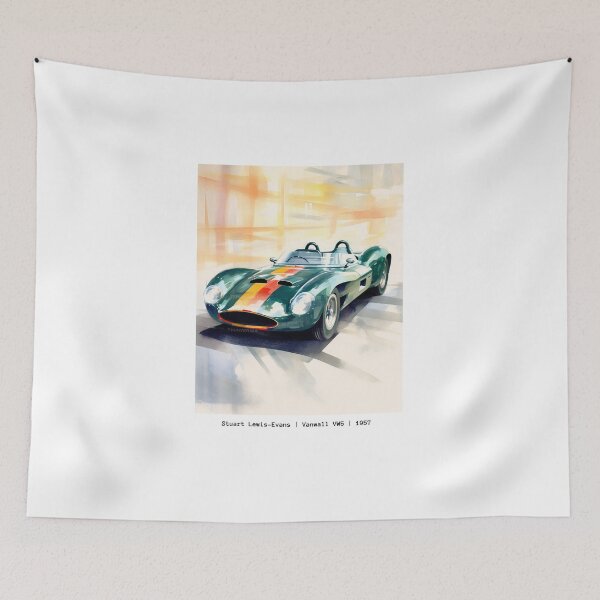 Item preview, Stuart Lewis-Evans Vintage 1957 Vanwall VW5 F1 Watercolour Painting Print   designed and sold by PicTechNowArt.