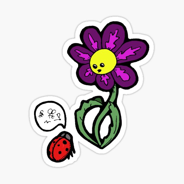 Flower and the Lady Bug Sticker