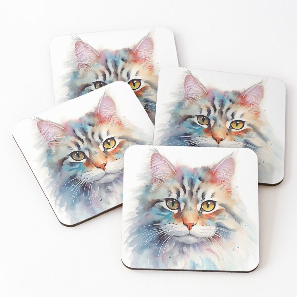 Item preview, Siberian cat watercolor painting designed and sold by iconiquehk.