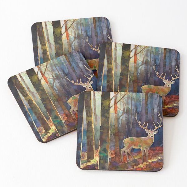 Item preview, Deer in the woods - mixed media designed and sold by Red Witch Art.