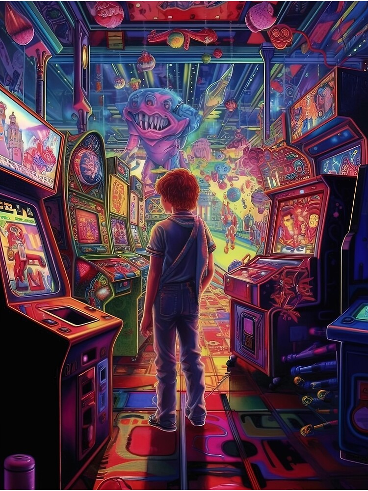 Retro Gaming Wonderland: Reviving the Neon Arcade Dreams Poster for Sale  by retro-typo