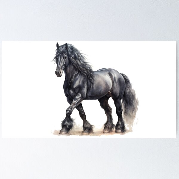 Item preview, Watercolor Friesian Horse designed and sold by ttntt.
