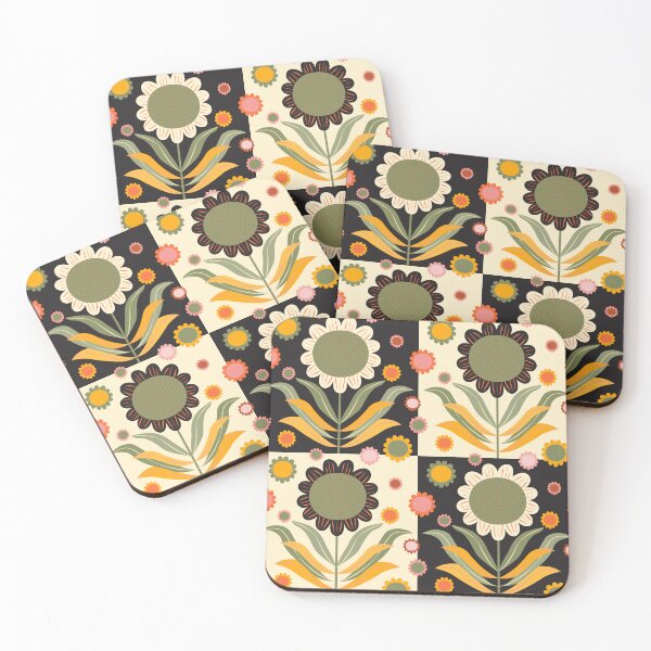 Item preview, Scandinavian Retro Flowers on black and white designed and sold by Anne-Leue.