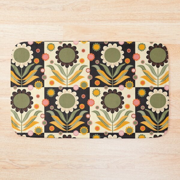 Item preview, Scandinavian Retro Flowers on black and white designed and sold by Anne-Leue.