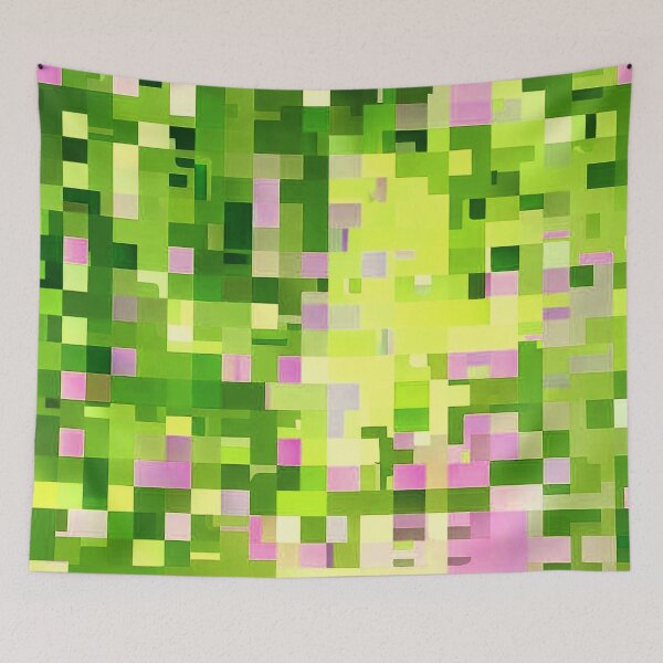 Item preview, abstract board interpenetrating squares of green and yellow color play designed and sold by JaroDesign2023.