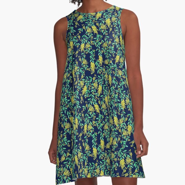 Golden Wattle | Navy A-Line Dress