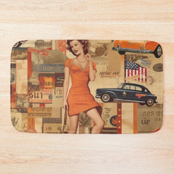 Item preview, America Beauty Retro Vintage Patchwork Collage Pattern of Americana designed and sold by BrandonArtWorld.